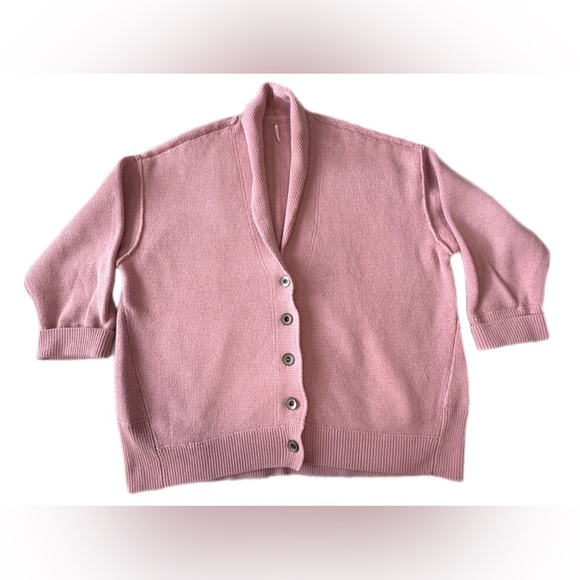Free People Chamomile Pink Rose Cardigan Large EUC - Picture 4 of 14